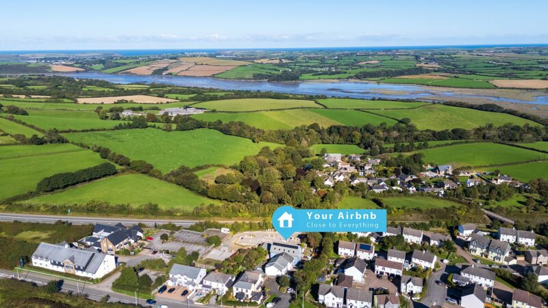 Airbnb Photography in Wadebridge: How Stunning Photos Boost Your Bookings 21 Drone photo showing Airbnb location near Wadebridge landmarks